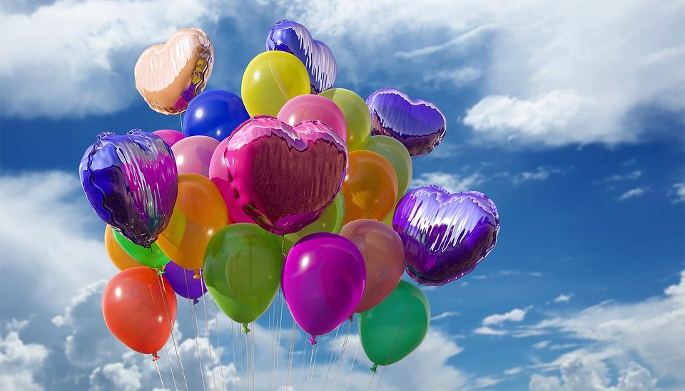 Balloons, Heart, Sky, Decoration, Party